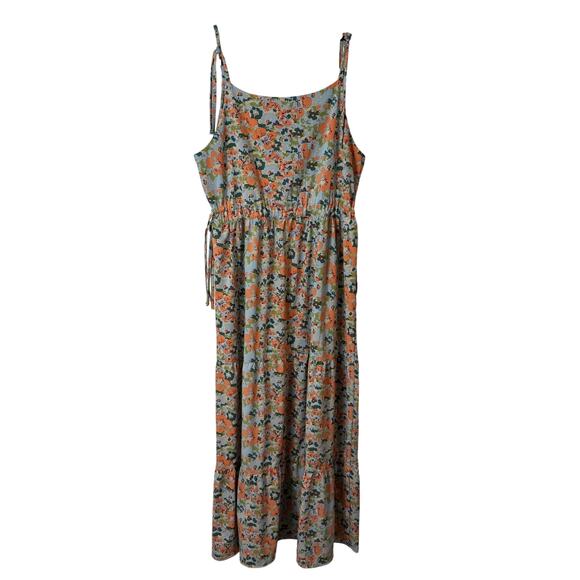 Toad & Co Women's Sunkissed Tiered Dress Floral Maxi Tank Medium Blue Green - Picture 2 of 9